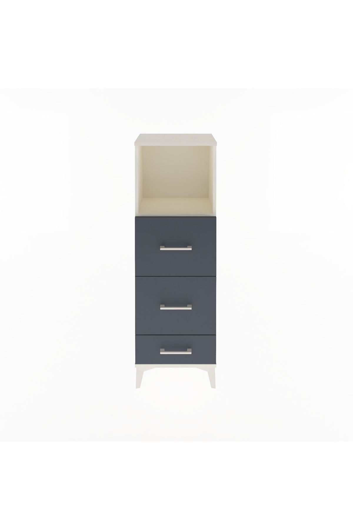 Arges Dolap Tek Raflı 3 Çekmeceli 44x30x134 Aytaşı-Antrasit