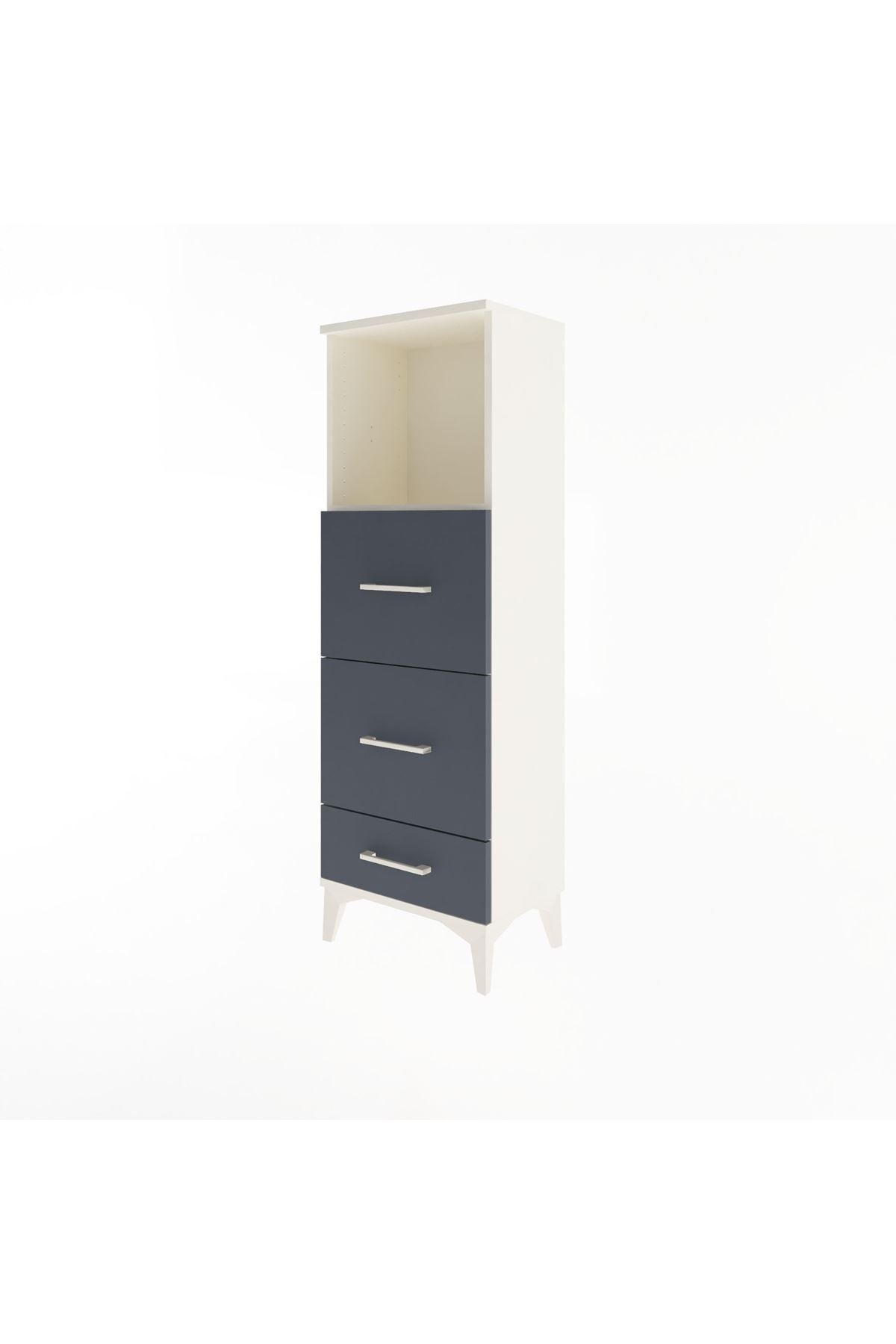 Arges Dolap Tek Raflı 3 Çekmeceli 44x30x134 Aytaşı-Antrasit