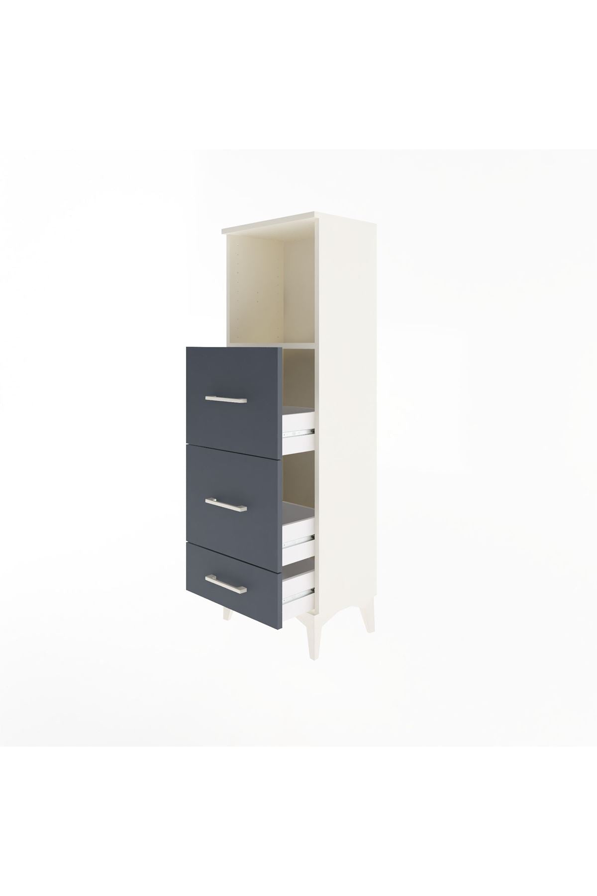 Arges Dolap Tek Raflı 3 Çekmeceli 44x30x134 Aytaşı-Antrasit