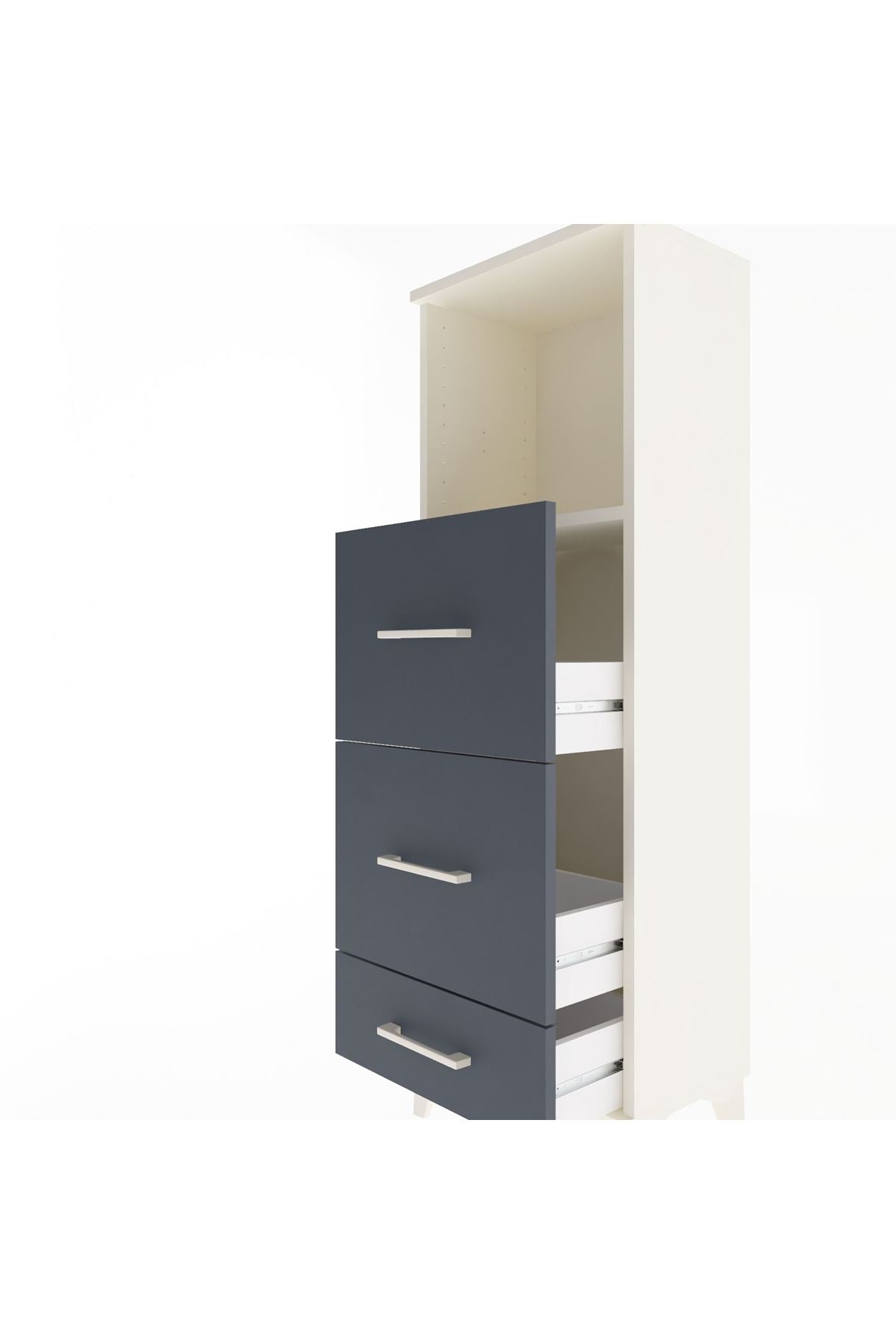 Arges Dolap Tek Raflı 3 Çekmeceli 44x30x134 Aytaşı-Antrasit