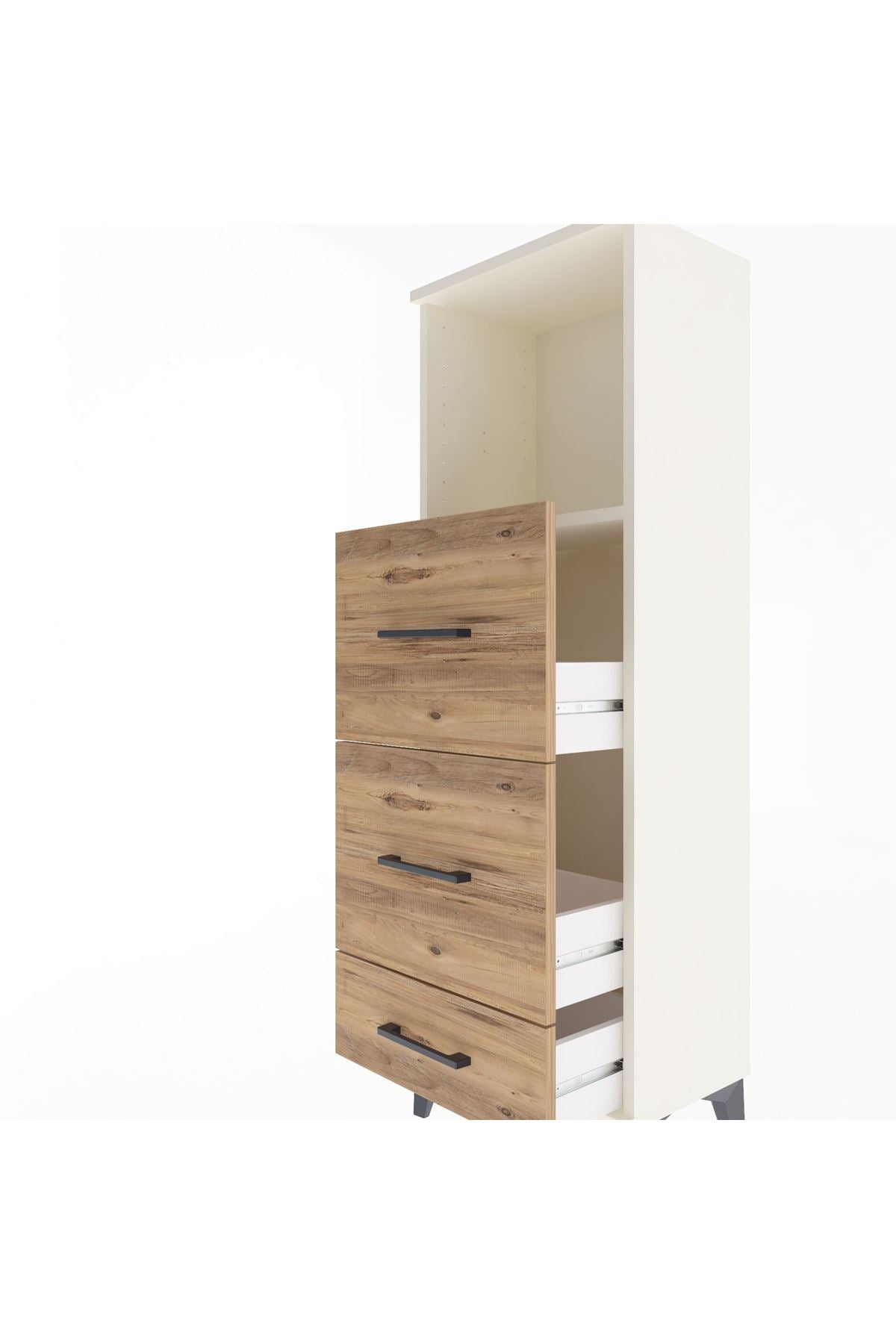 Arges Dolap Tek Raflı 3 Çekmeceli 44x30x134 Aytaşı-Çam