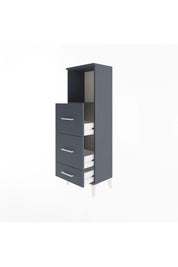 Arges Dolap Tek Raflı 3 Çekmeceli 44x30x134 Antrasit-Antrasit