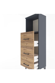 Arges Dolap Tek Raflı 3 Çekmeceli 44x30x134 Antrasit-Çam