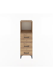 Arges Dolap Tek Raflı 3 Çekmeceli 44x30x134 Çam-Çam