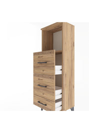 Arges Dolap Tek Raflı 3 Çekmeceli 44x30x134 Çam-Çam