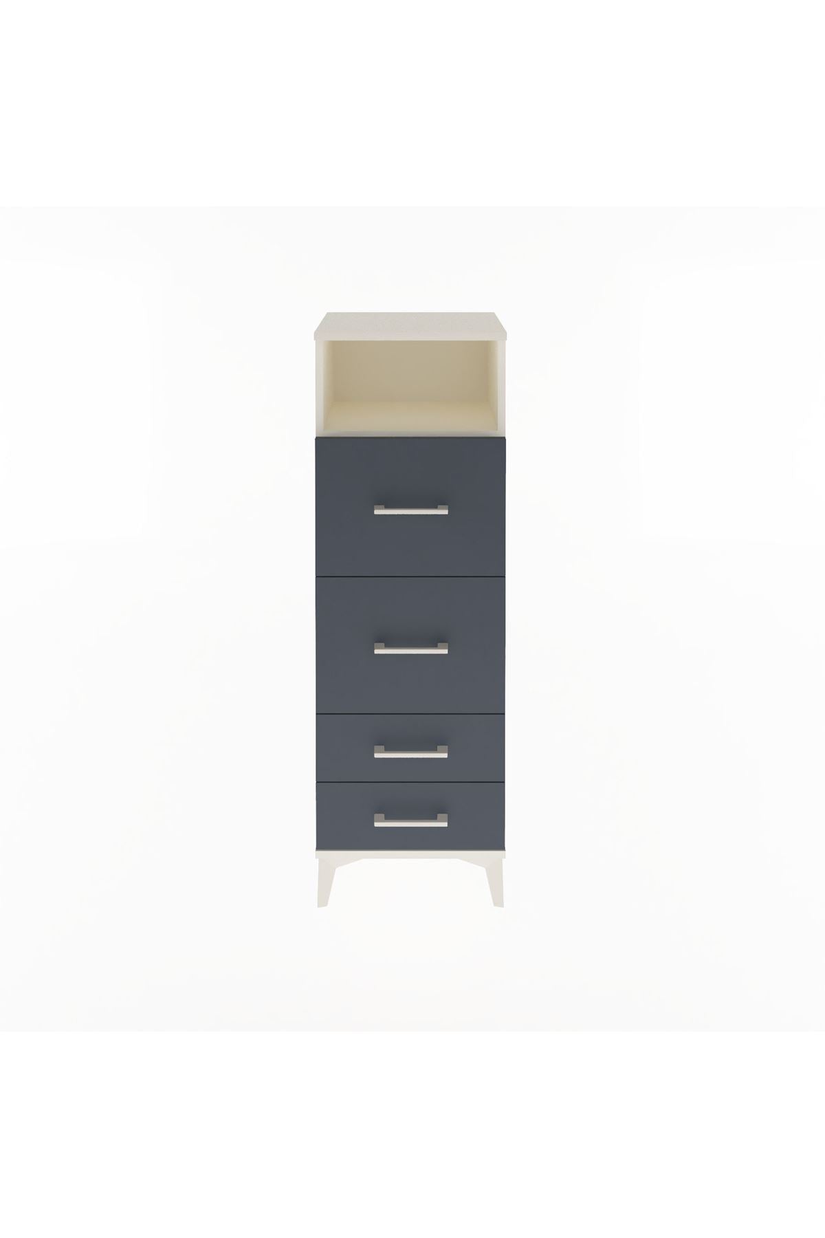 Arges Dolap Tek Raflı 4 Çekmeceli 44x30x134 Aytaşı-Antrasit