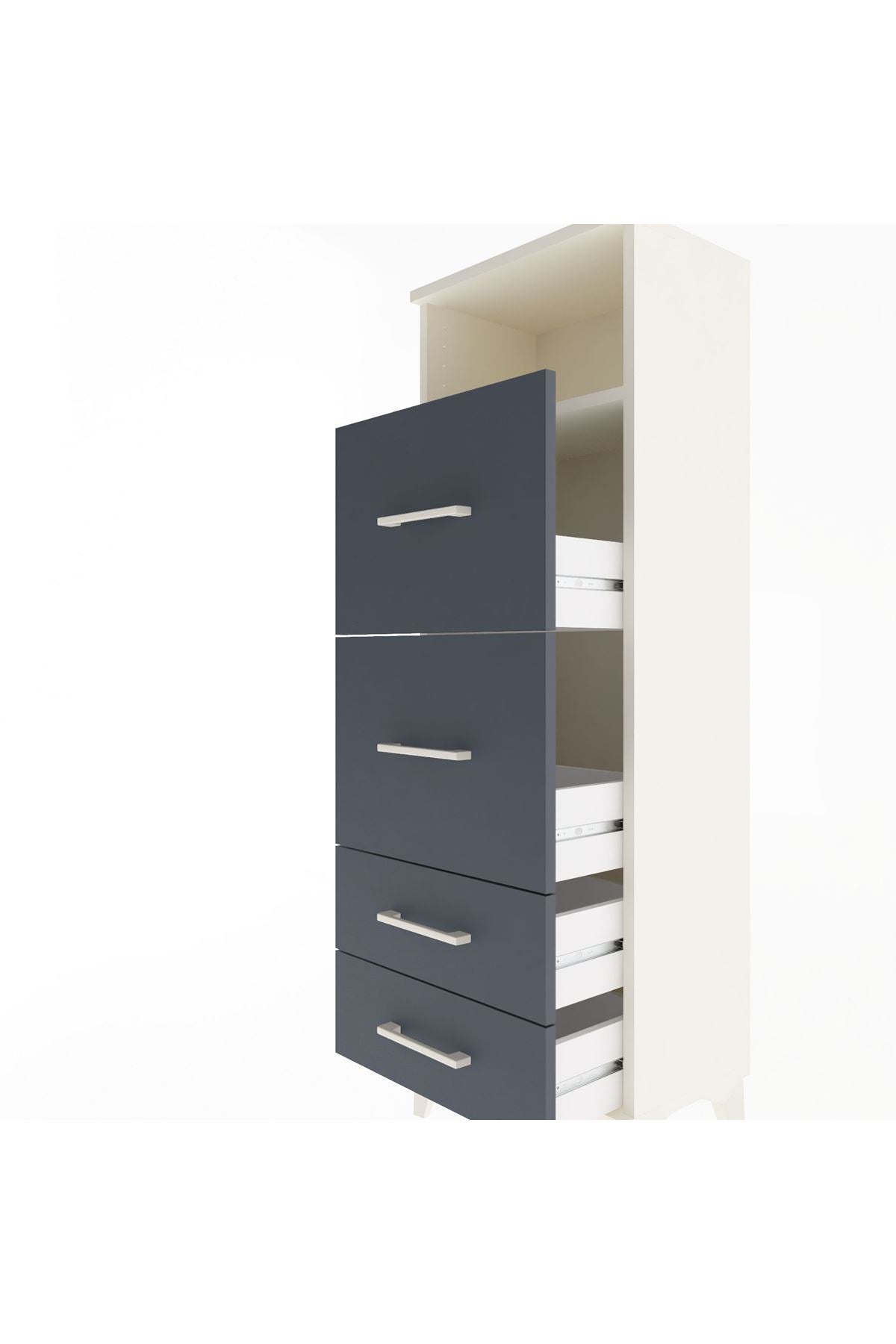 Arges Dolap Tek Raflı 4 Çekmeceli 44x30x134 Aytaşı-Antrasit