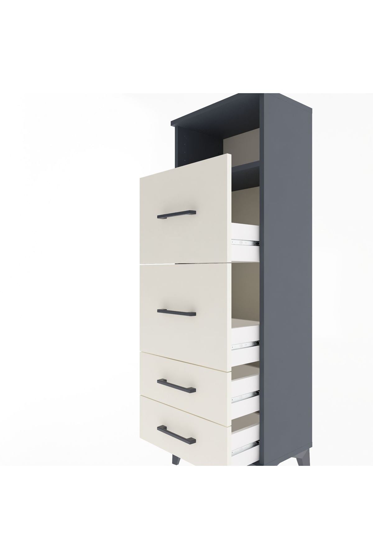 Arges Dolap Tek Raflı 4 Çekmeceli 44x30x134 Antrasit-Aytaşı