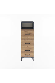 Arges Dolap Tek Raflı 4 Çekmeceli 44x30x134 Antrasit-Çam