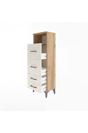 Arges Dolap Tek Raflı 4 Çekmeceli 44x30x134 Çam-Aytaşı