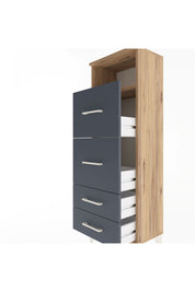 Arges Dolap Tek Raflı 4 Çekmeceli 44x30x134 Çam-Antrasit