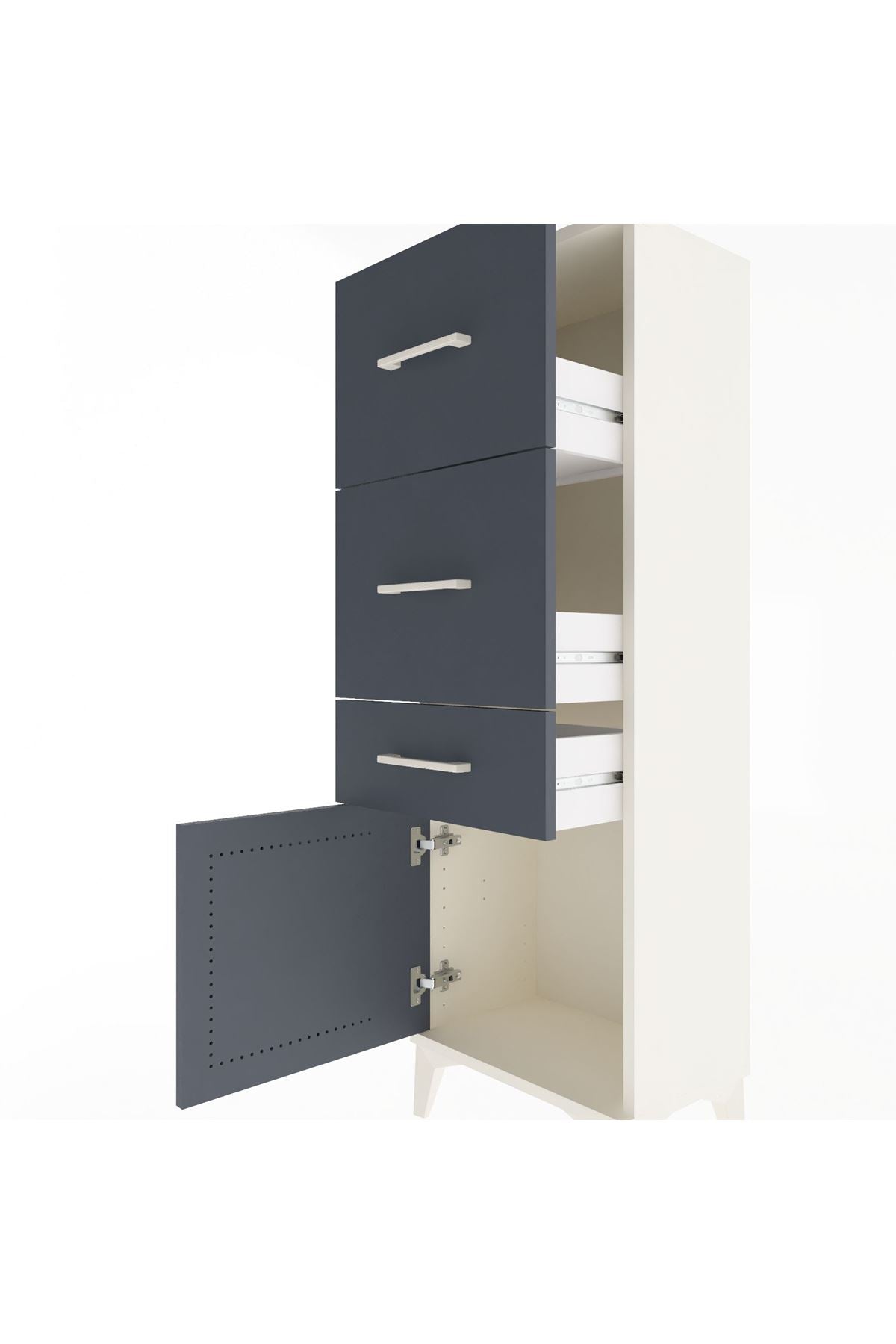 Arges Dolap 3 Çekmeceli Tek Kapaklı 44x30x134 Aytaşı-Antrasit