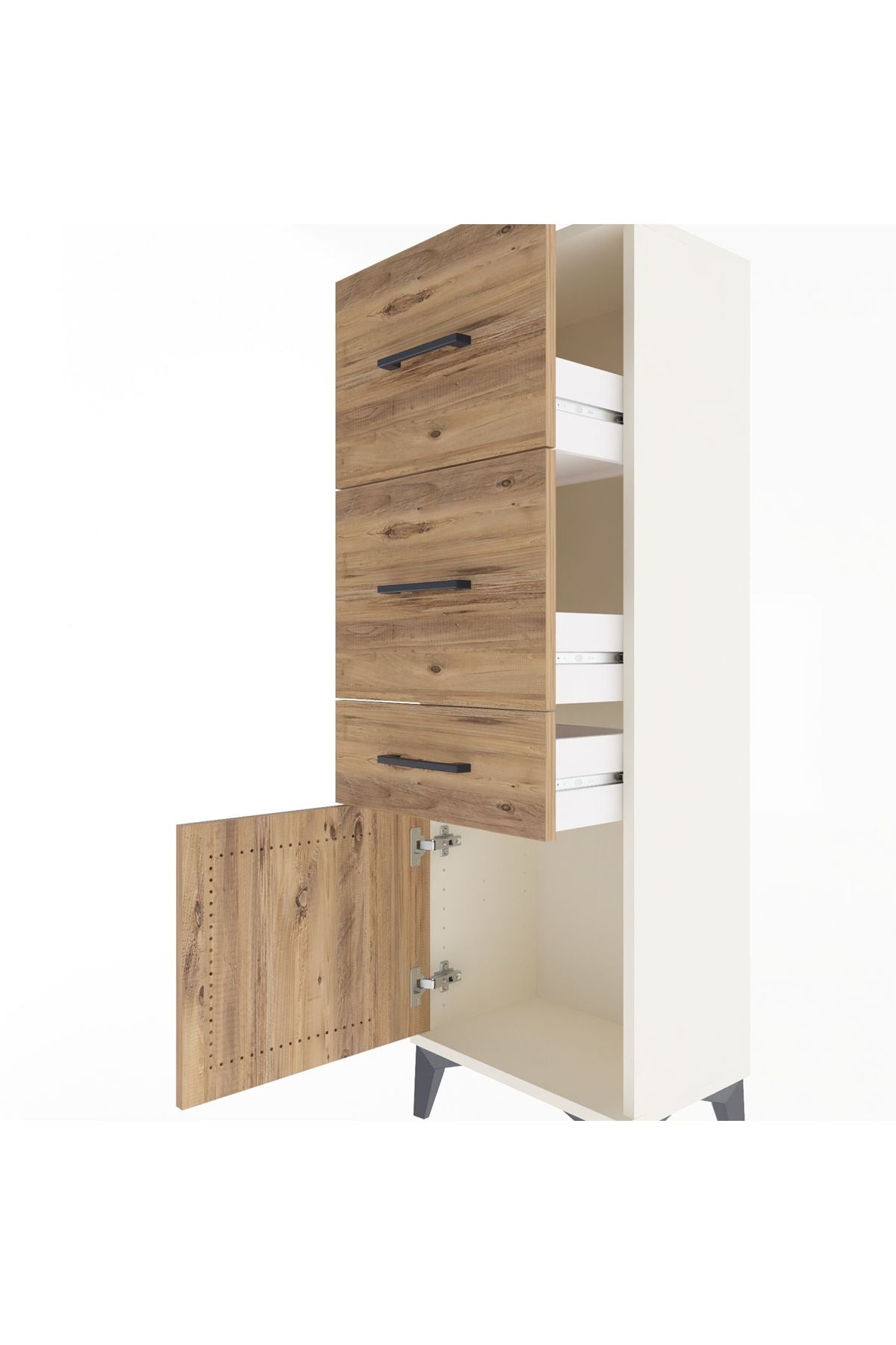 Arges Dolap 3 Çekmeceli Tek Kapaklı 44x30x134 Aytaşı-Çam