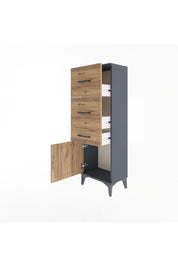 Arges Dolap 3 Çekmeceli Tek Kapaklı 44x30x134 Antrasit-Çam