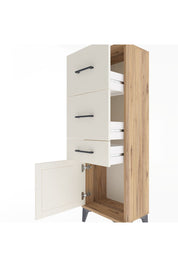 Arges Dolap 3 Çekmeceli Tek Kapaklı 44x30x134 Çam-Aytaşı