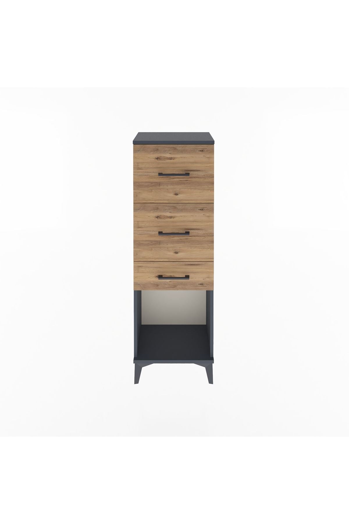 Arges Dolap 3 Çekmeceli 44x30x134 Antrasit-Çam