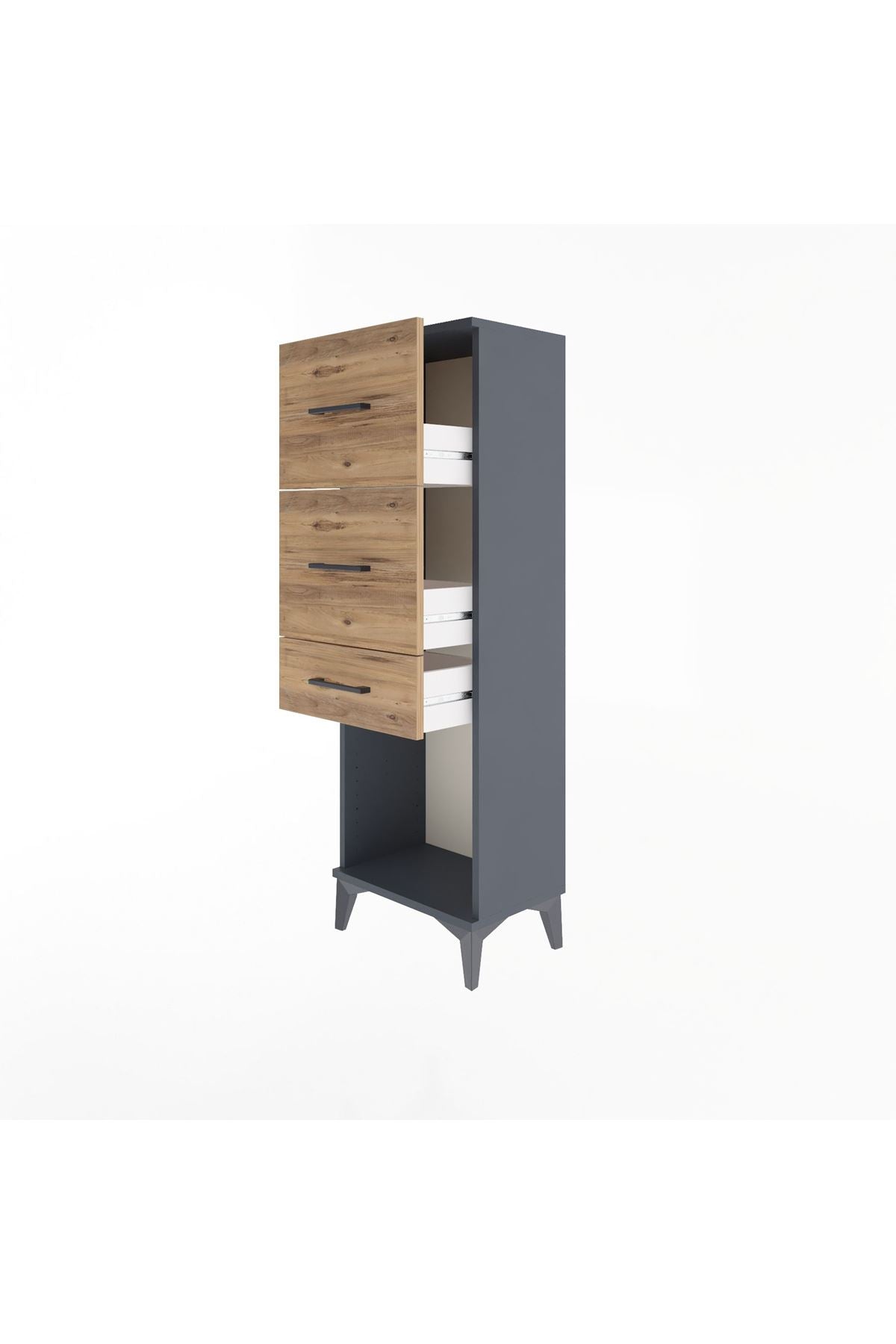 Arges Dolap 3 Çekmeceli 44x30x134 Antrasit-Çam