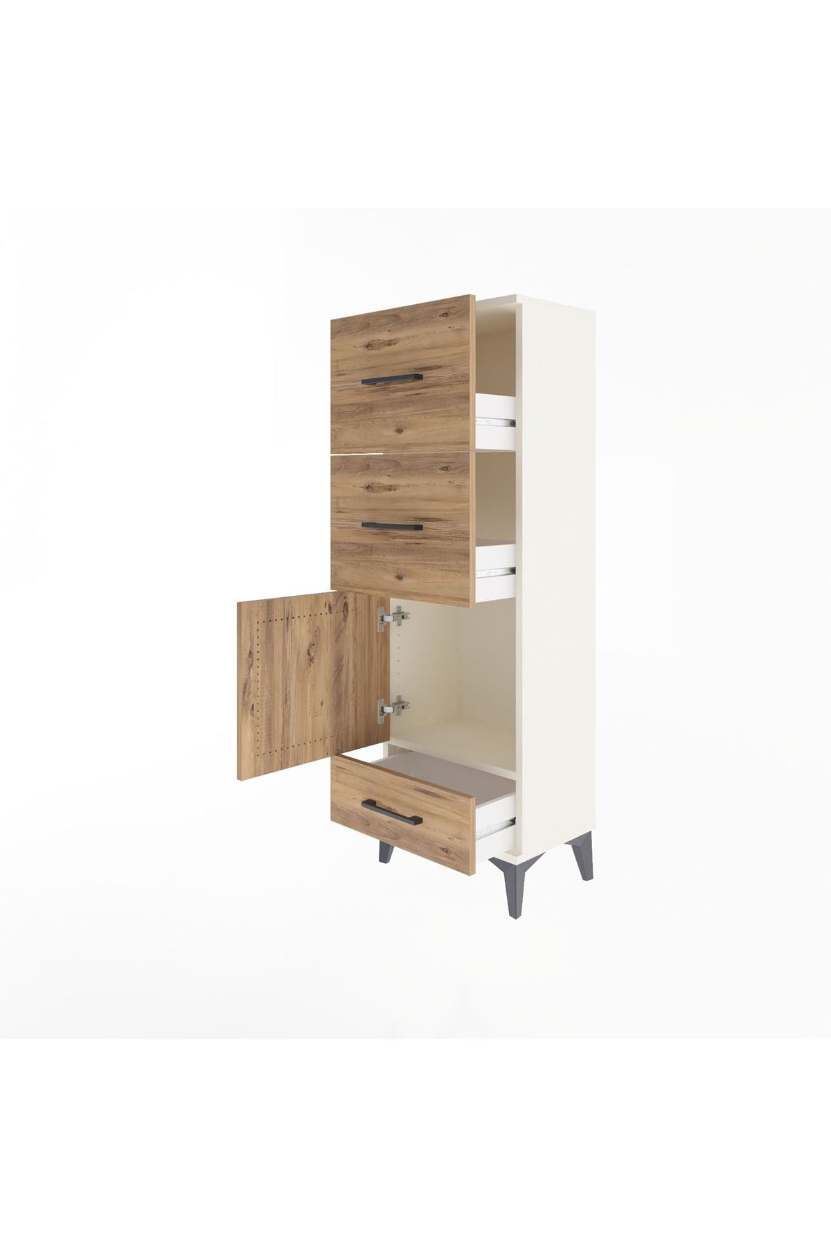 Arges Dolap Tek Raflı 3 Çekmeceli Tek Kapaklı 44x30x134 Aytaşı-Çam