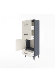 Arges Dolap Tek Raflı 3 Çekmeceli Tek Kapaklı 44x30x134 Antrasit-Aytaşı