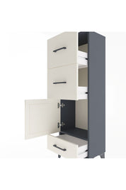 Arges Dolap Tek Raflı 3 Çekmeceli Tek Kapaklı 44x30x134 Antrasit-Aytaşı