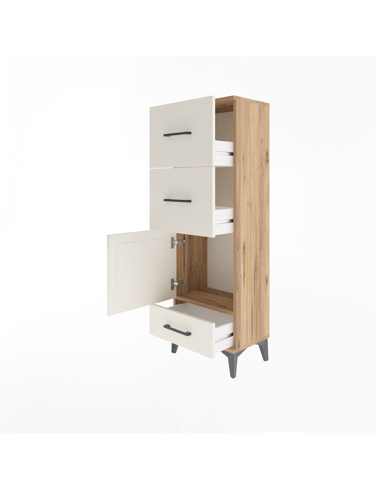 Arges Dolap Tek Raflı 3 Çekmeceli Tek Kapaklı 44x30x134 - S16M023V7A