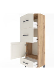 Arges Dolap Tek Raflı 3 Çekmeceli Tek Kapaklı 44x30x134 Çam-Aytaşı