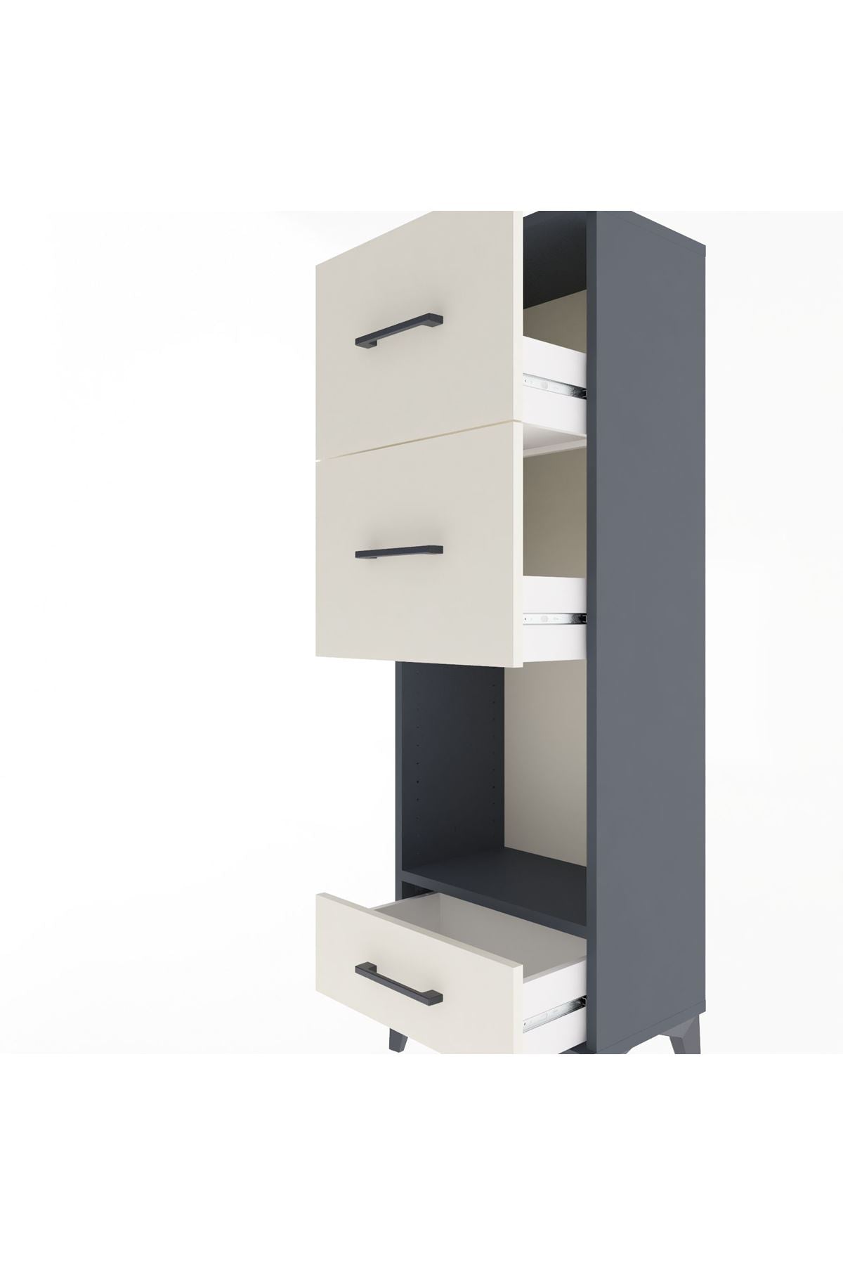 Arges Dolap Tek Raflı 3 Çekmeceli 44x30x134 Antrasit-Aytaşı