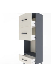 Arges Dolap Tek Raflı 3 Çekmeceli 44x30x134 Antrasit-Aytaşı