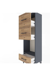 Arges Dolap Tek Raflı 3 Çekmeceli 44x30x134 Antrasit-Çam