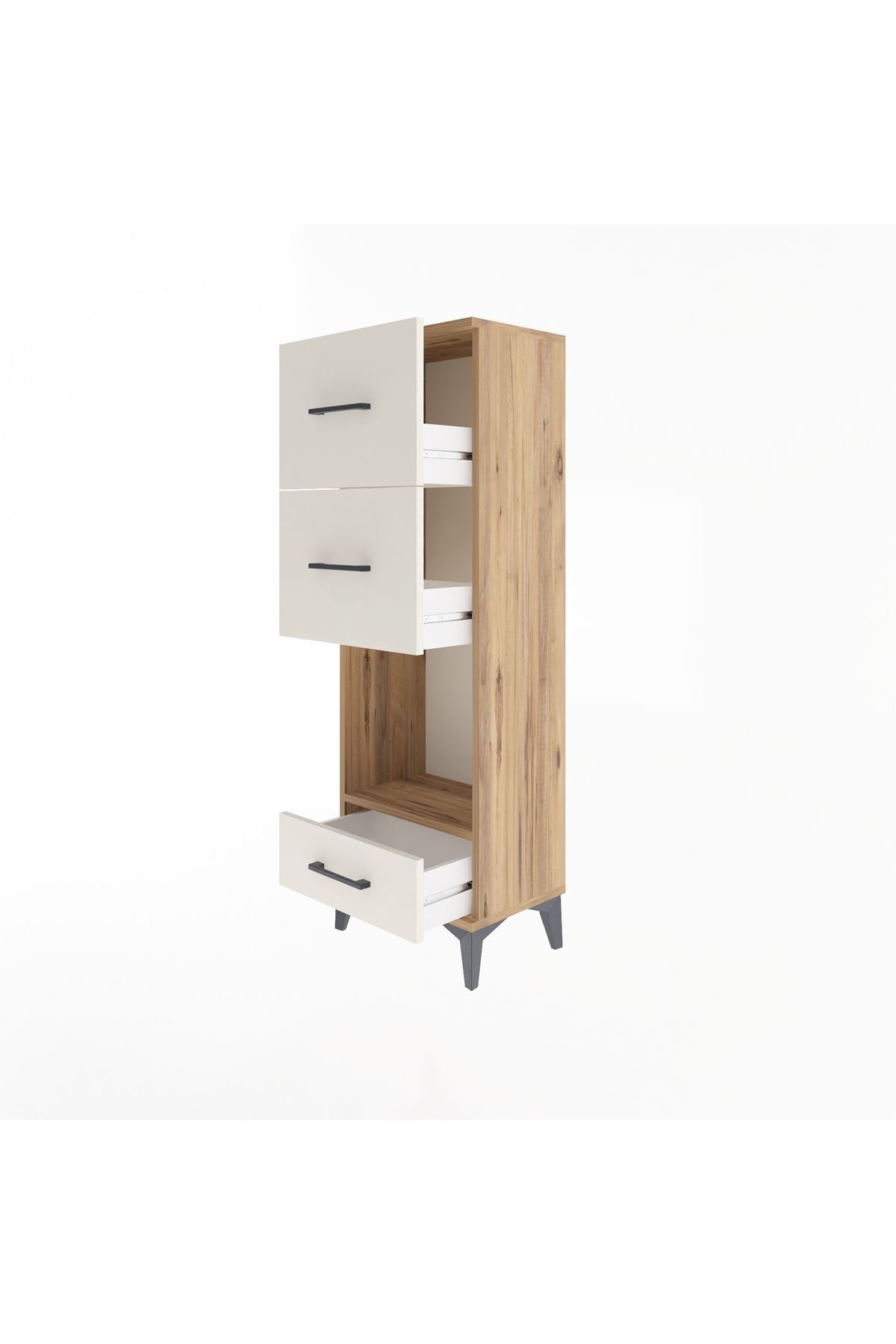 Arges Dolap Tek Raflı 3 Çekmeceli 44x30x134 Çam-Aytaşı