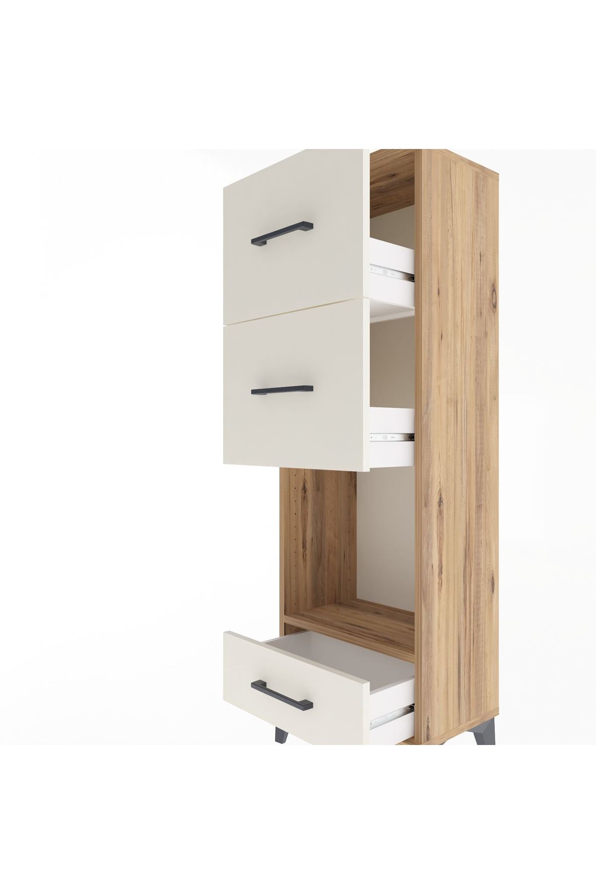 Arges Dolap Tek Raflı 3 Çekmeceli 44x30x134 Çam-Aytaşı