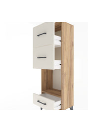 Arges Dolap Tek Raflı 3 Çekmeceli 44x30x134 Çam-Aytaşı