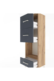 Arges Dolap Tek Raflı 3 Çekmeceli 44x30x134 Çam-Antrasit