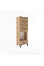 Arges Dolap Tek Raflı 3 Çekmeceli 44x30x134 Çam-Çam