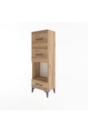 Arges Dolap Tek Raflı 3 Çekmeceli 44x30x134 Çam-Çam