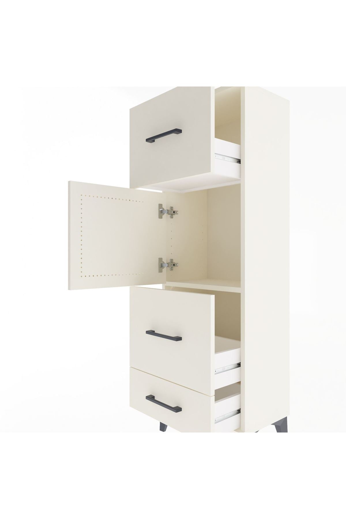 Arges Dolap Tek Raflı 3 Çekmeceli Tek Kapaklı 44x30x134 Aytaşı-Aytaşı