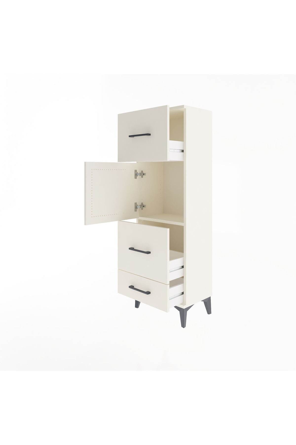 Arges Dolap Tek Raflı 3 Çekmeceli Tek Kapaklı 44x30x134 Aytaşı-Aytaşı