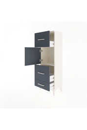 Arges Dolap Tek Raflı 3 Çekmeceli Tek Kapaklı 44x30x134 Aytaşı-Antrasit