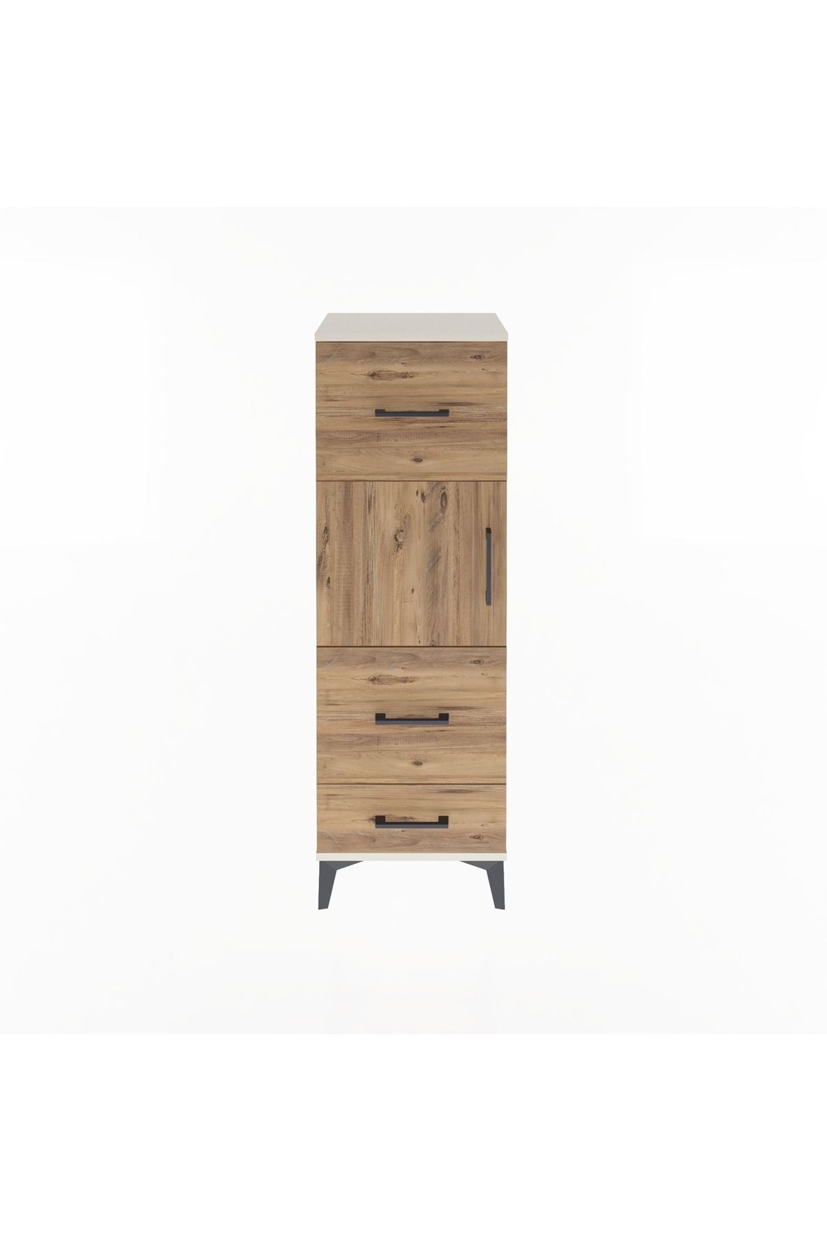 Arges Dolap Tek Raflı 3 Çekmeceli Tek Kapaklı 44x30x134 Aytaşı-Çam