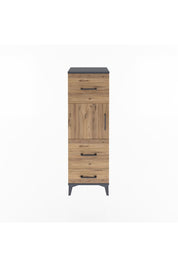 Arges Dolap Tek Raflı 3 Çekmeceli Tek Kapaklı 44x30x134 Antrasit-Çam