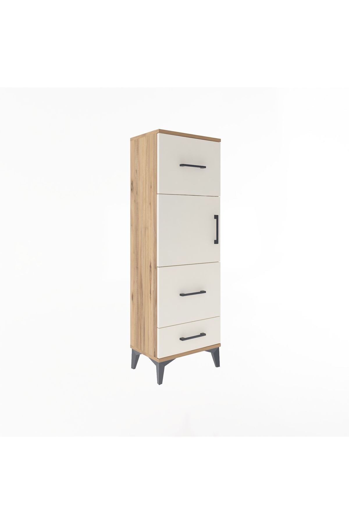 Arges Dolap Tek Raflı 3 Çekmeceli Tek Kapaklı 44x30x134 Çam-Aytaşı