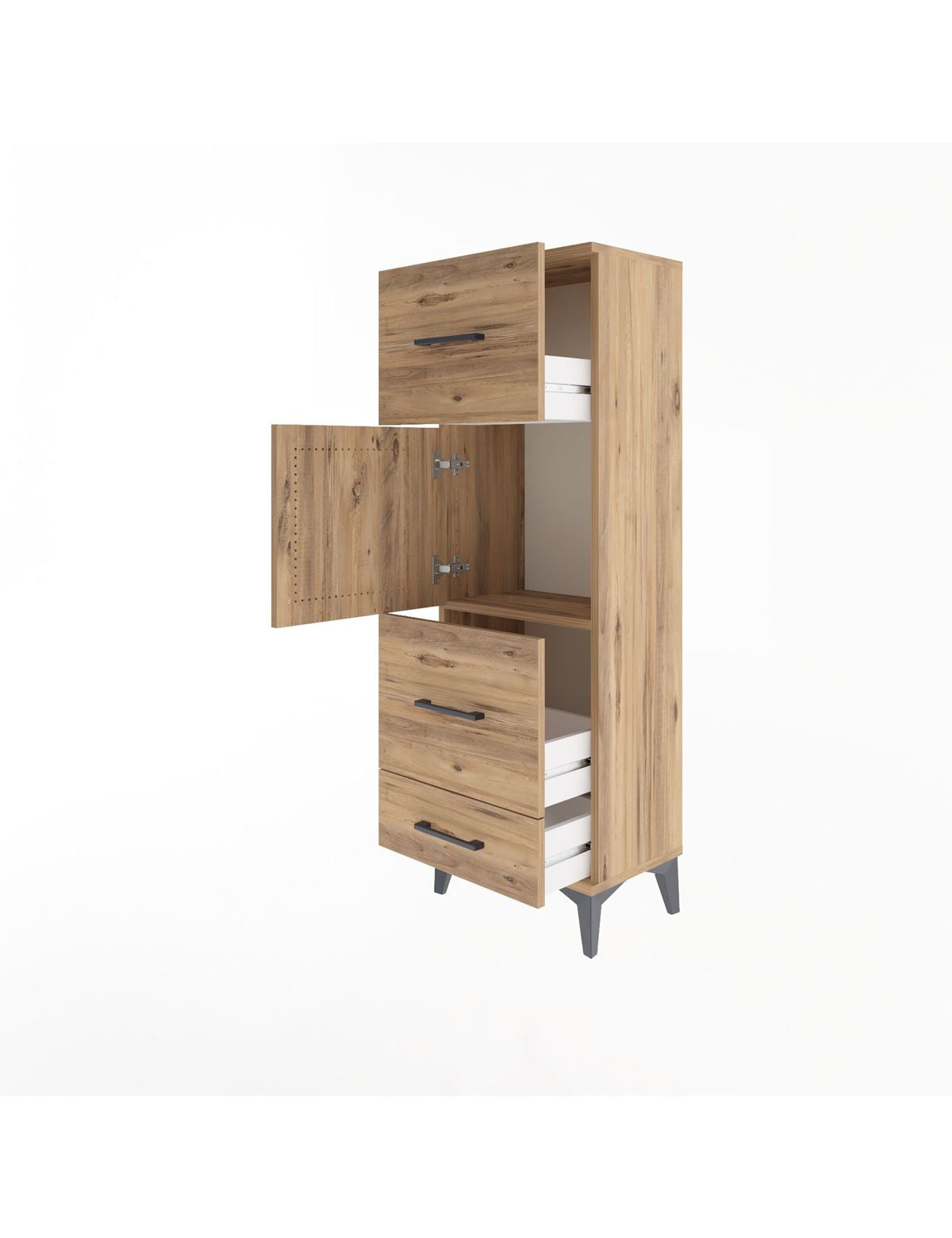 Arges Dolap Tek Raflı 3 Çekmeceli Tek Kapaklı 44x30x134 - S16M025V9A