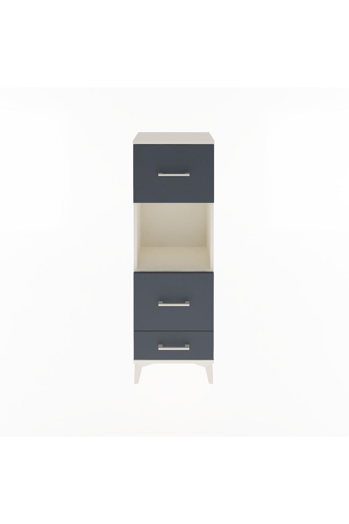 Arges Dolap Tek Raflı 3 Çekmeceli 44x30x134 Aytaşı-Antrasit