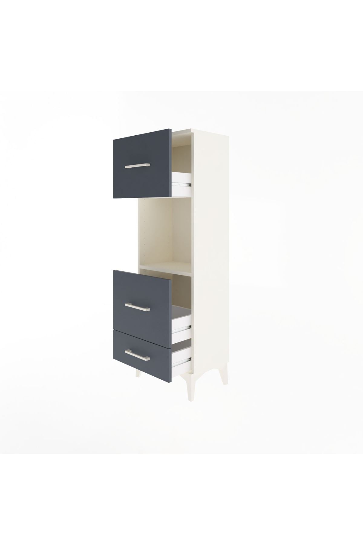 Arges Dolap Tek Raflı 3 Çekmeceli 44x30x134 Aytaşı-Antrasit