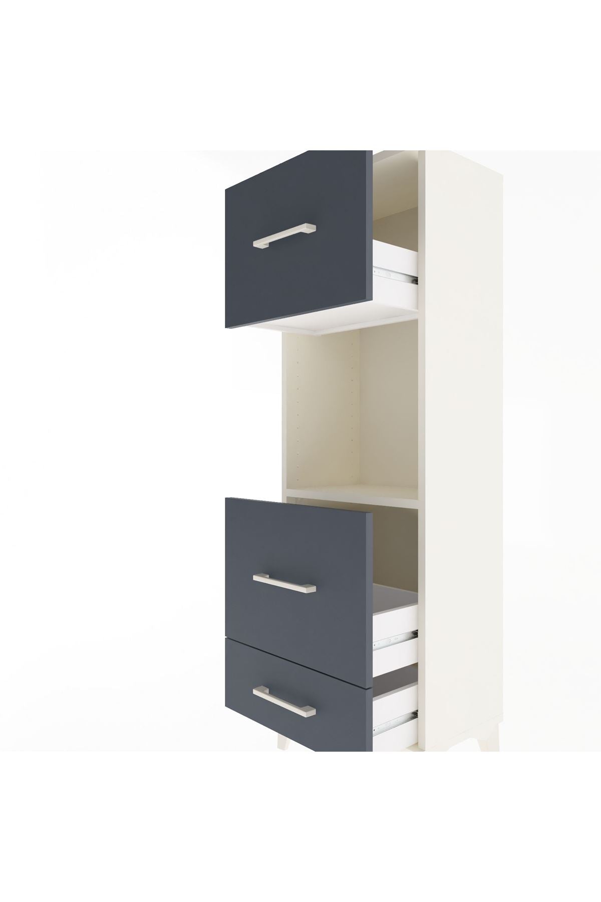 Arges Dolap Tek Raflı 3 Çekmeceli 44x30x134 Aytaşı-Antrasit