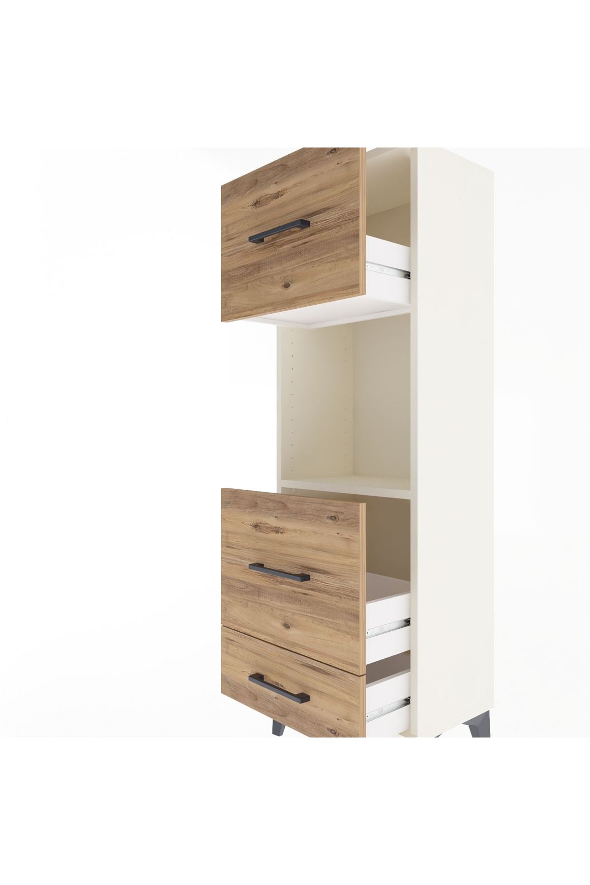 Arges Dolap Tek Raflı 3 Çekmeceli 44x30x134 Aytaşı-Çam