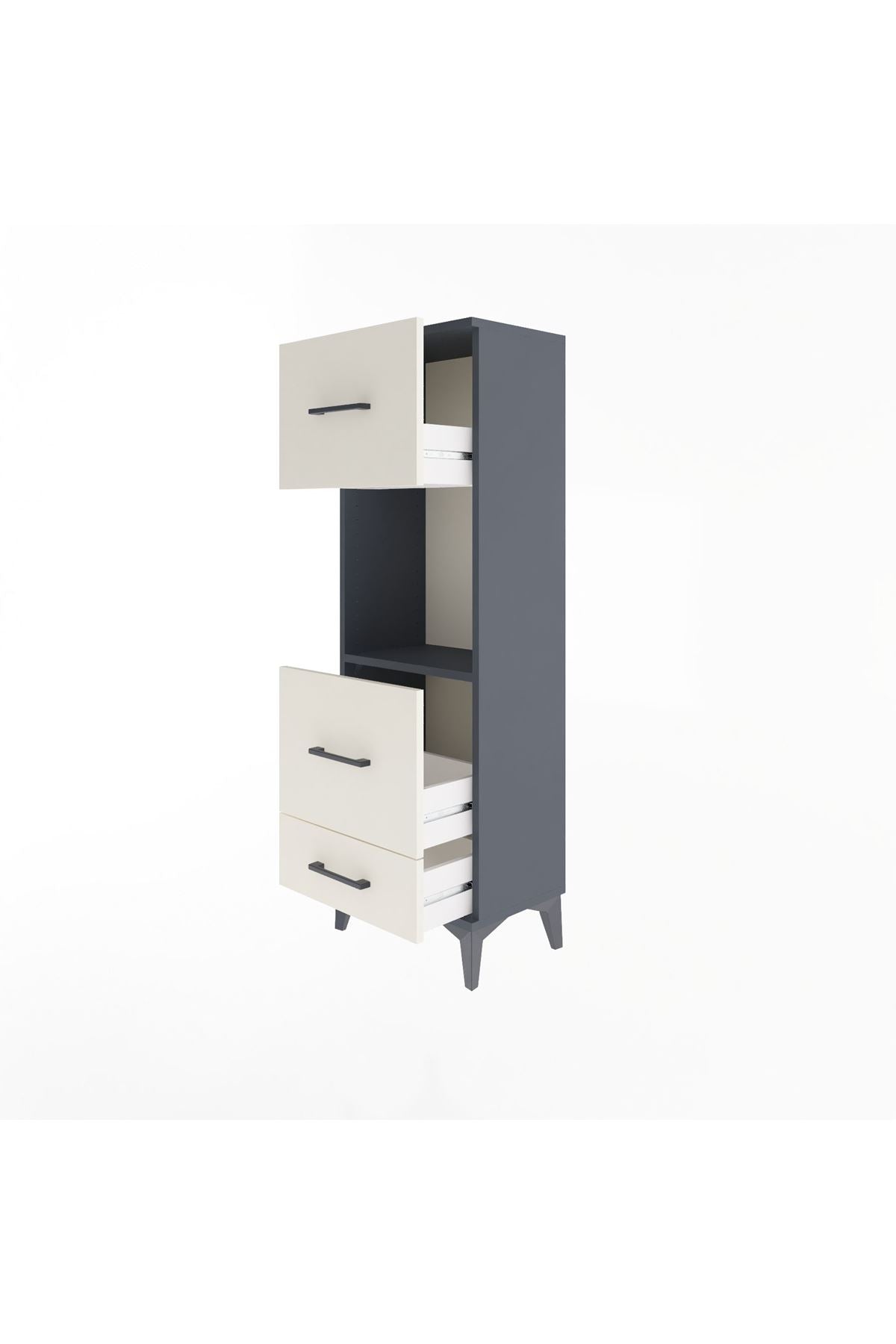 Arges Dolap Tek Raflı 3 Çekmeceli 44x30x134 Antrasit-Aytaşı