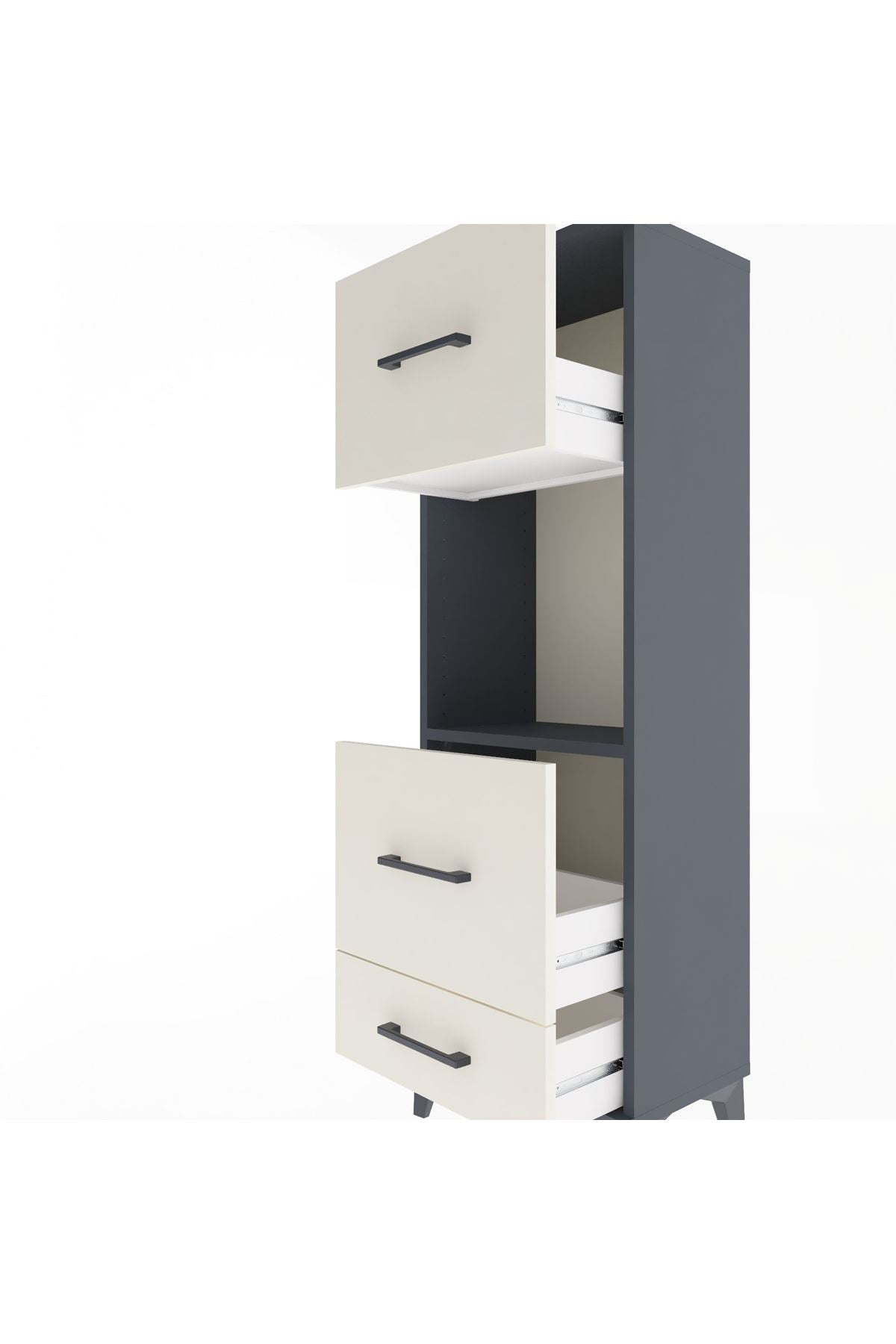 Arges Dolap Tek Raflı 3 Çekmeceli 44x30x134 Antrasit-Aytaşı