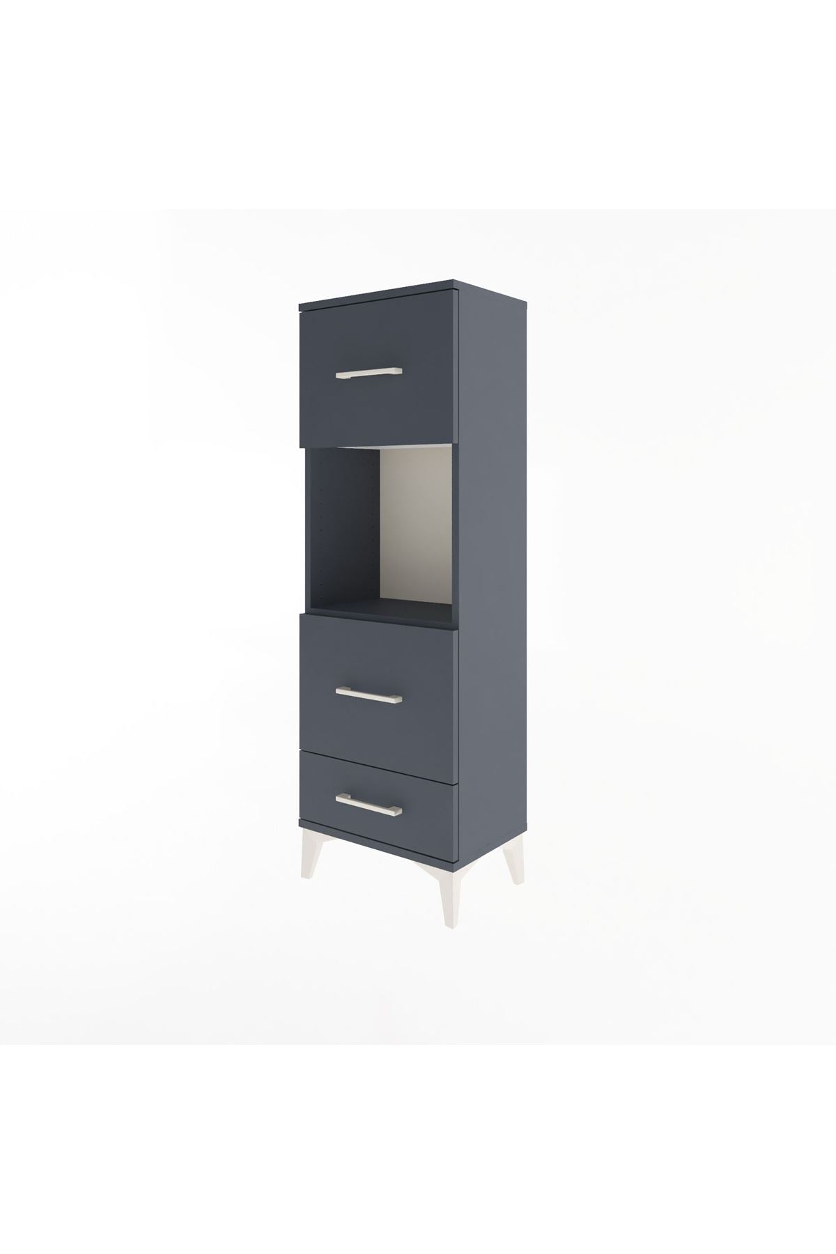 Arges Dolap Tek Raflı 3 Çekmeceli 44x30x134 Antrasit-Antrasit