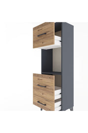 Arges Dolap Tek Raflı 3 Çekmeceli 44x30x134 Antrasit-Çam